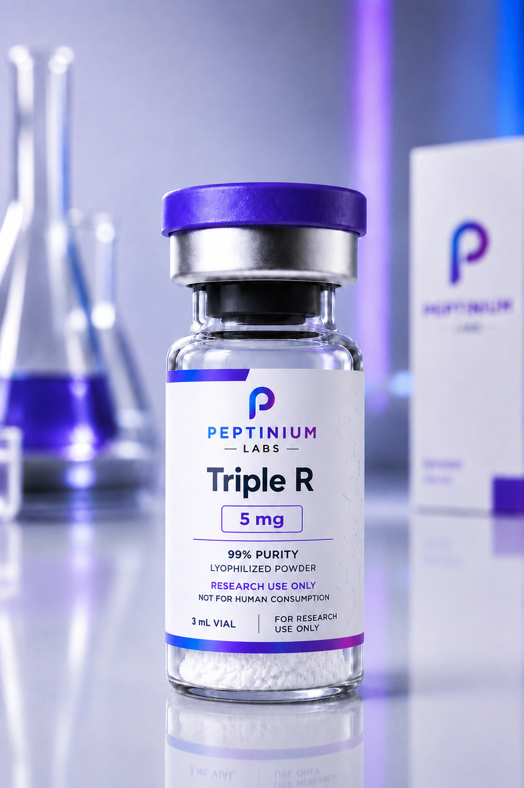 Flacon Triple R 5 mg — peptide de recherche Peptinium Labs (Research Use Only)