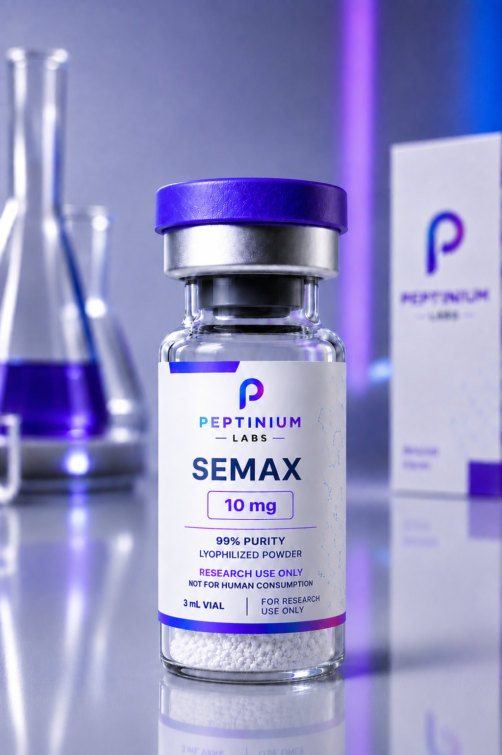 Flacon Semax 10 mg — peptide de recherche Peptinium Labs (Research Use Only)