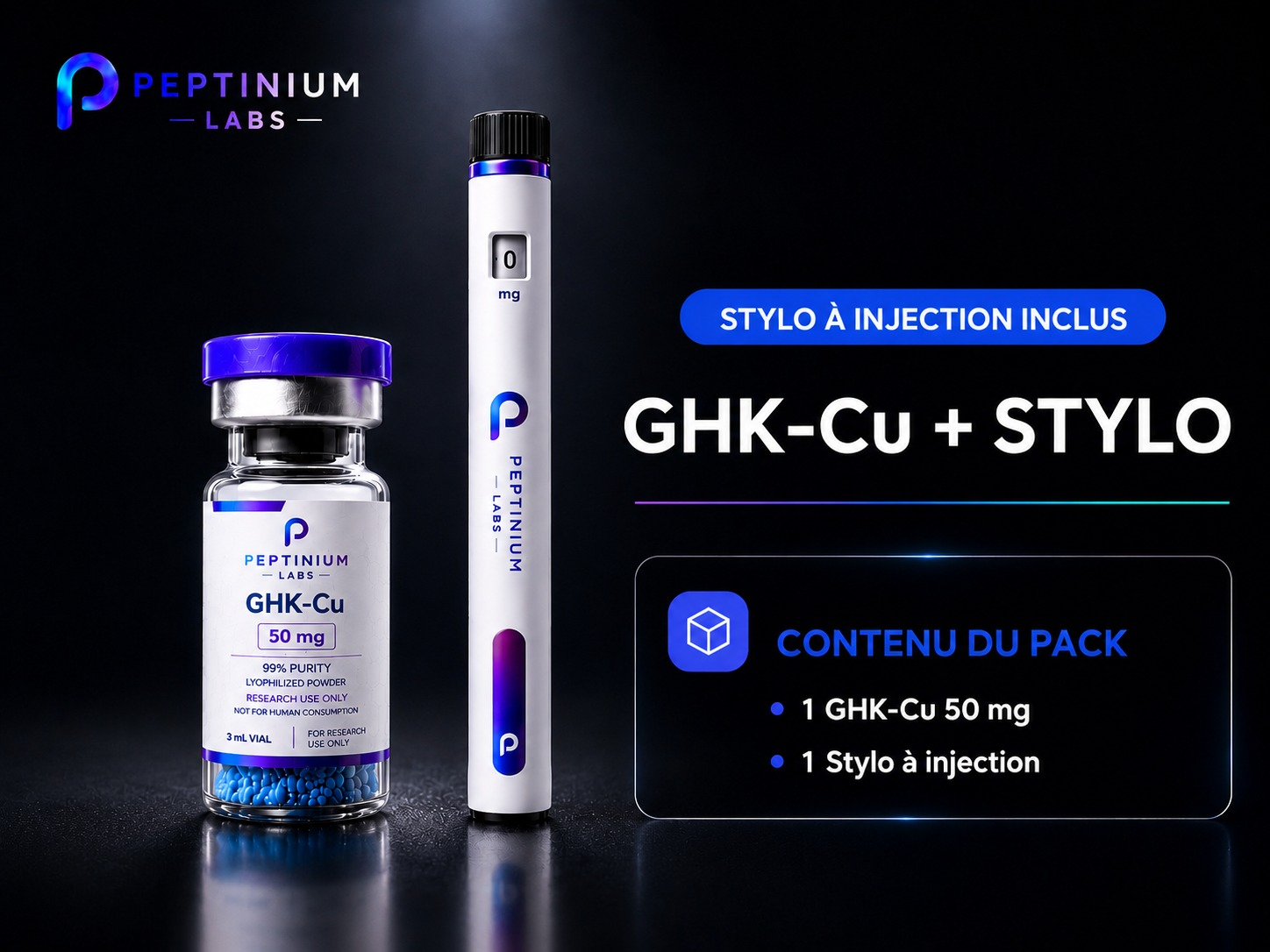 Flacon Stylo + GHK-Cu 50 mg — Research Use Only
