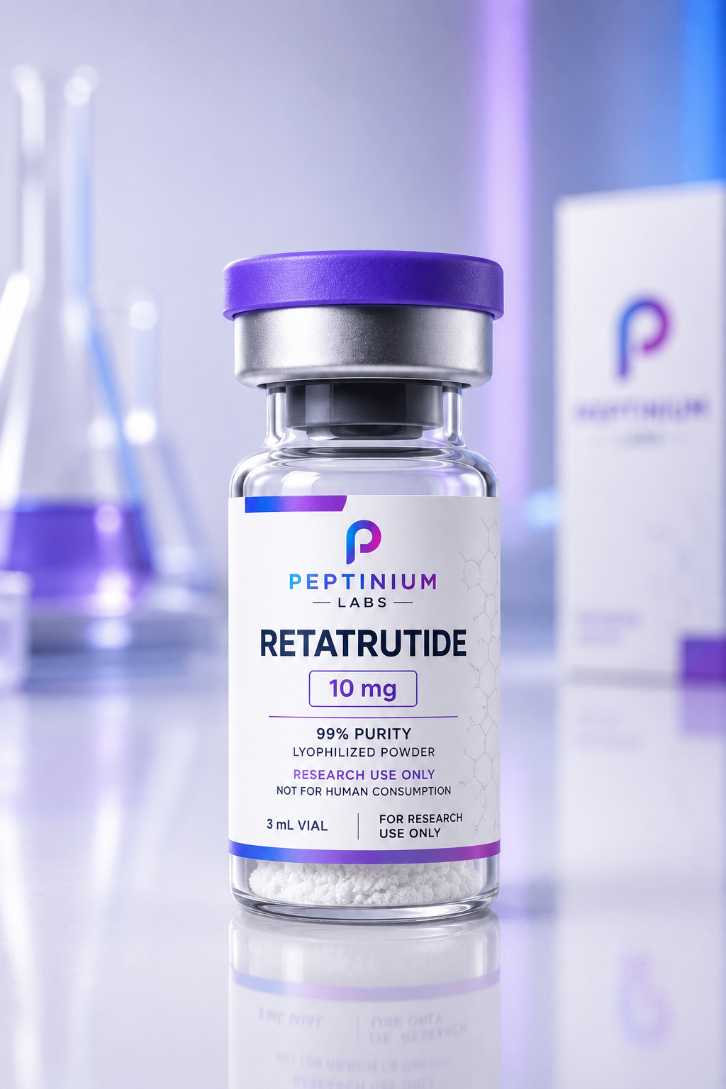Flacon Retatrutide 5 mg — peptide de recherche Peptinium Labs (Research Use Only)