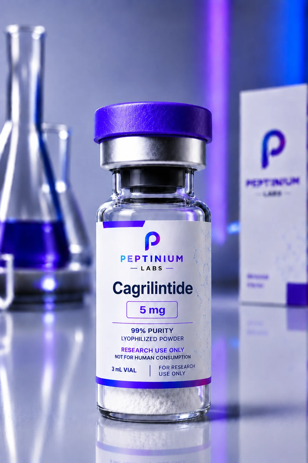 Flacon Cagrilintide 5 mg — peptide de recherche Peptinium Labs (Research Use Only)