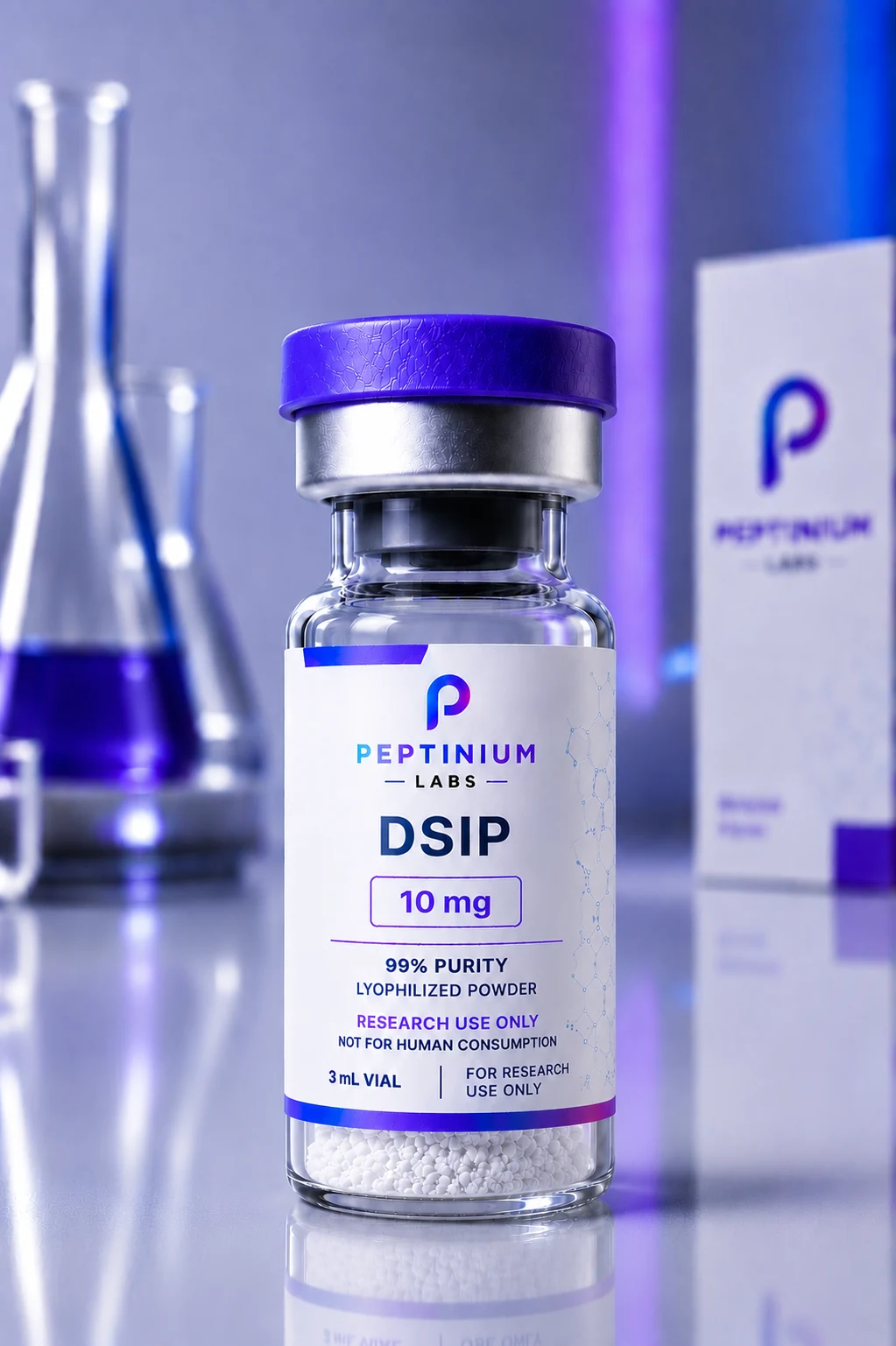 Flacon DSIP 10 mg — peptide de recherche Peptinium Labs (Research Use Only)