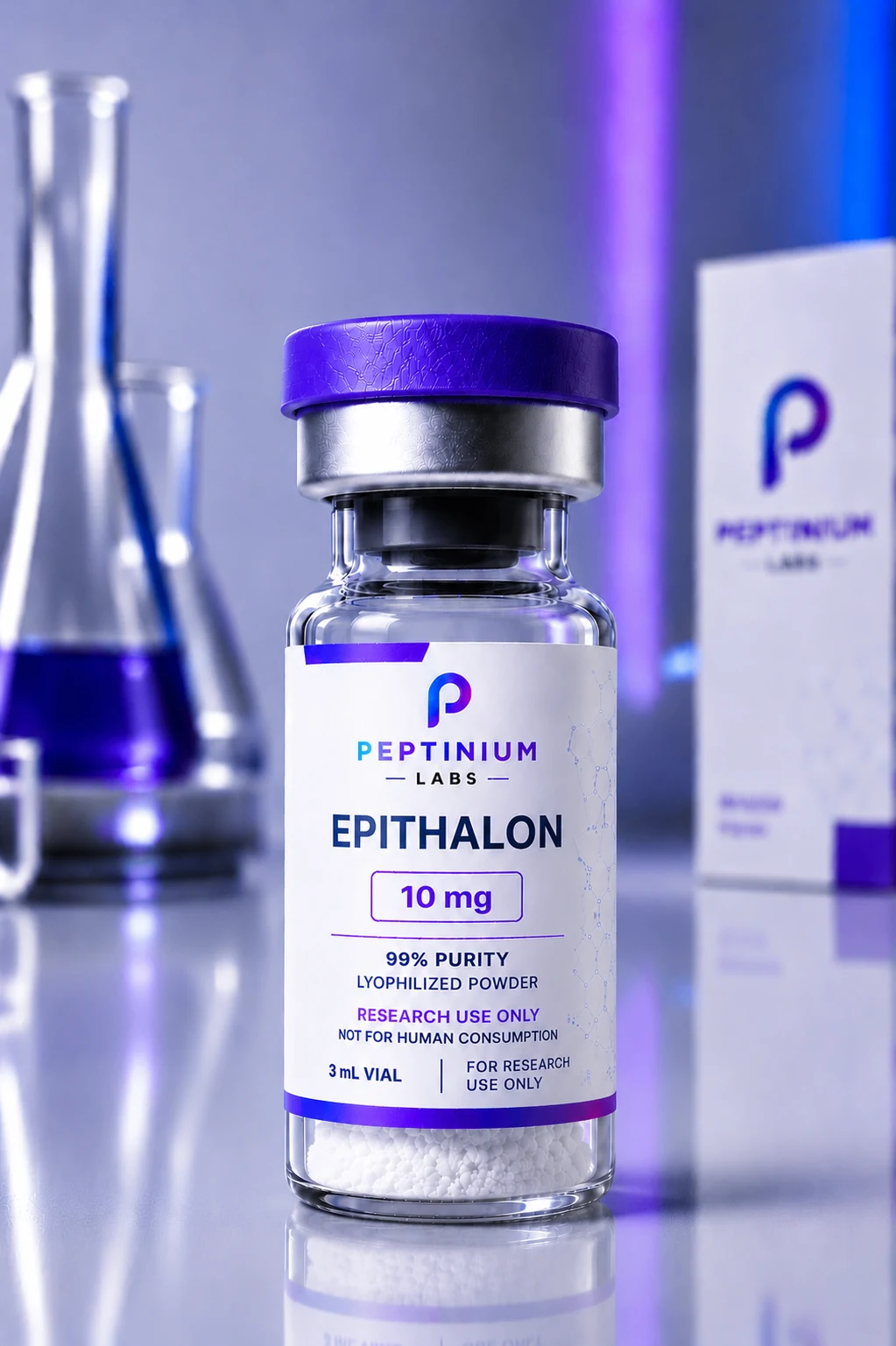 Flacon Epithalon 10 mg — peptide de recherche Peptinium Labs (Research Use Only)