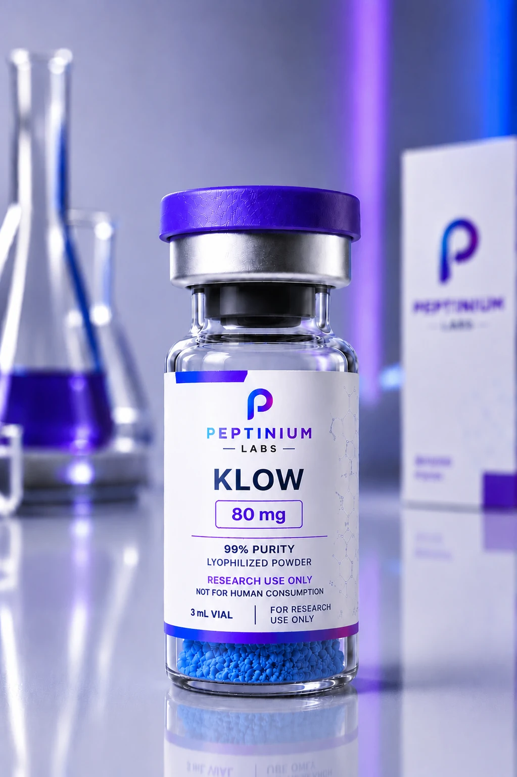 Flacon KLOW 80 mg — peptide de recherche Peptinium Labs (Research Use Only)
