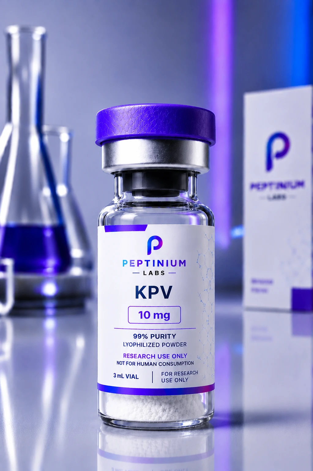 Flacon KPV 10 mg — peptide de recherche Peptinium Labs (Research Use Only)