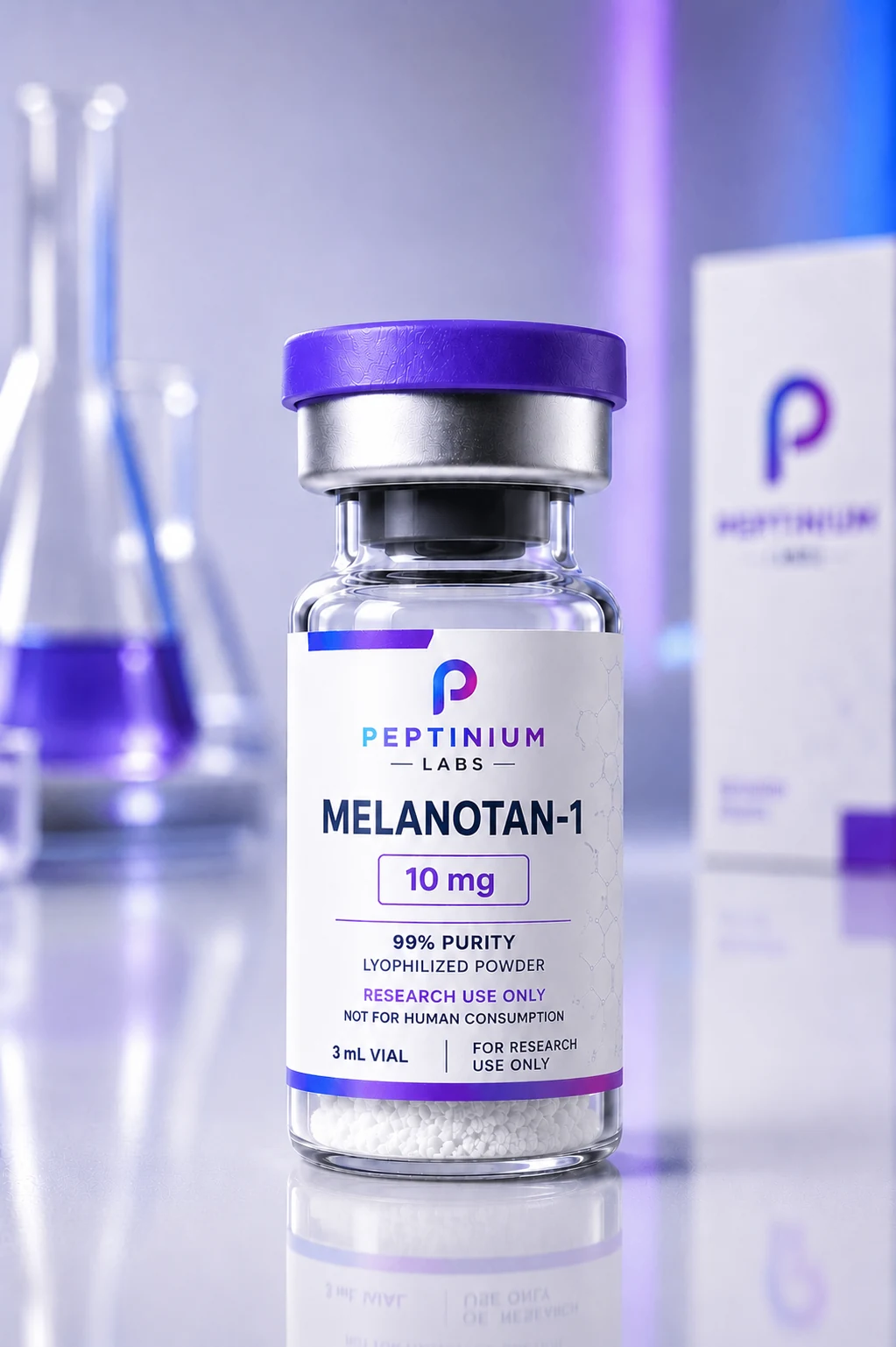 Flacon Melanotan I 10 mg — peptide de recherche Peptinium Labs (Research Use Only)