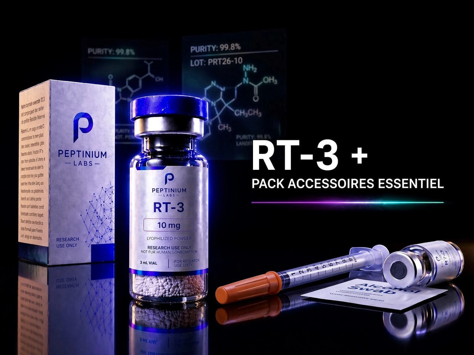 Flacon Pack Découverte RT-3 Pack — peptide de recherche Peptinium Labs (Research Use Only)