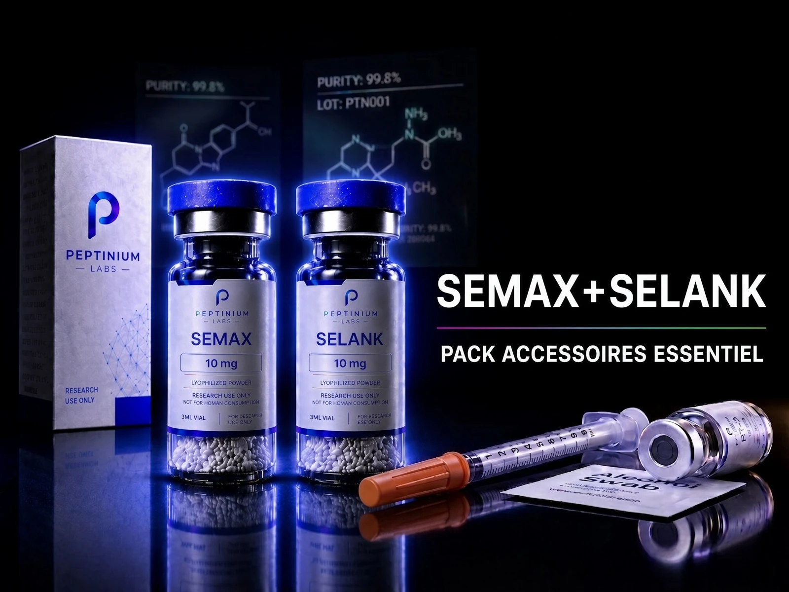 Flacon Pack Neuro-Cognitif Pack — peptide de recherche Peptinium Labs (Research Use Only)
