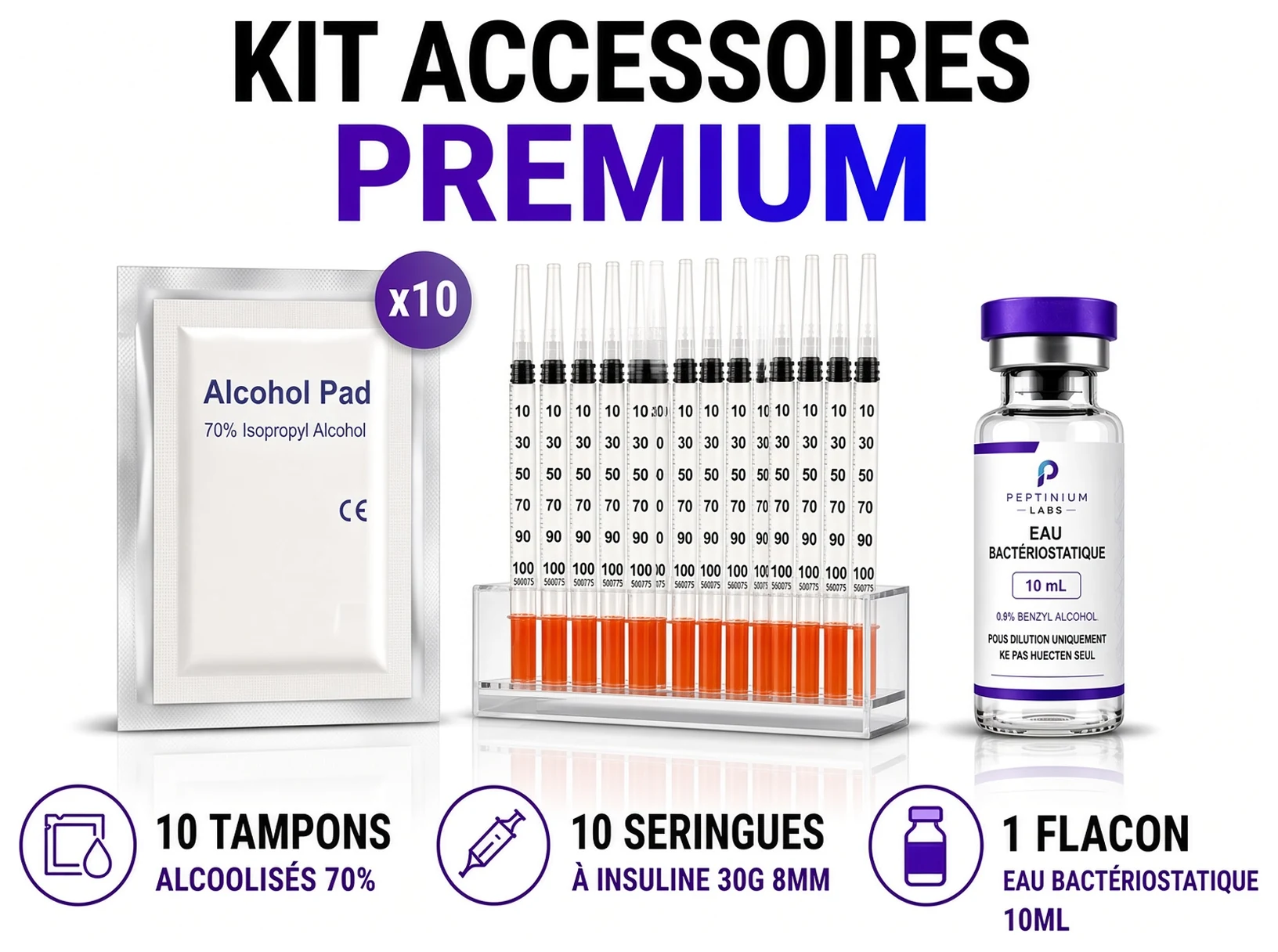 Pack Accessoires Premium — consommable de laboratoire Peptinium Labs