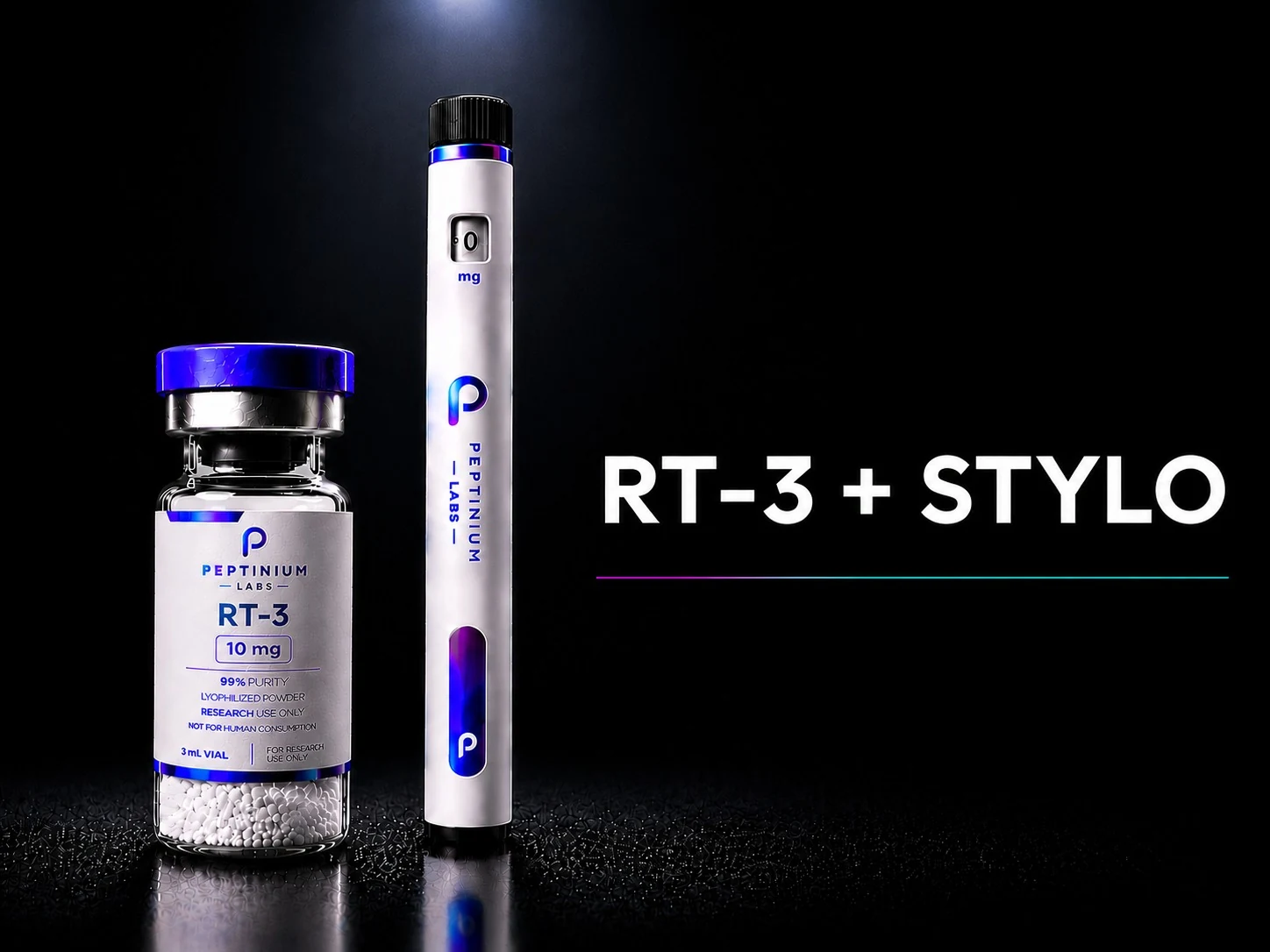Flacon Pack Stylo + RT-3 10 mg — peptide de recherche Peptinium Labs (Research Use Only)